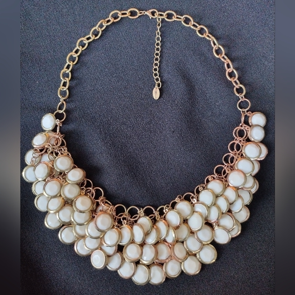 Gold and Cream Bib Necklace